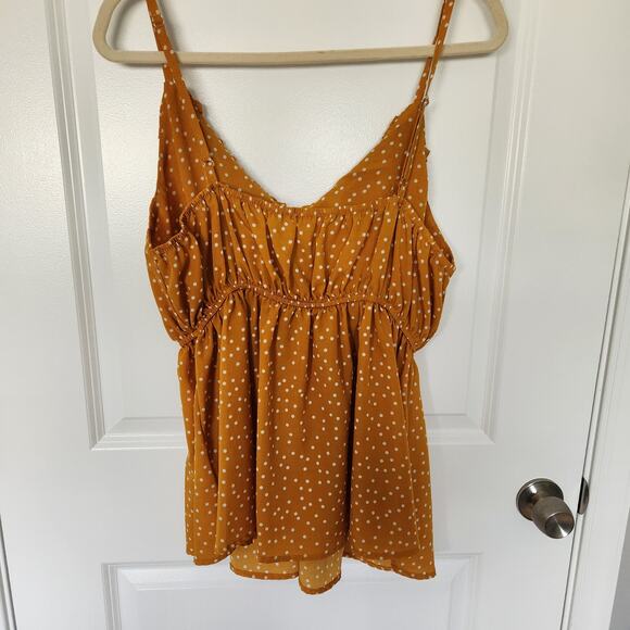 Shein Polka Dot Ruffle Cami Yellow White Size 1XL - Picture 4 of 6